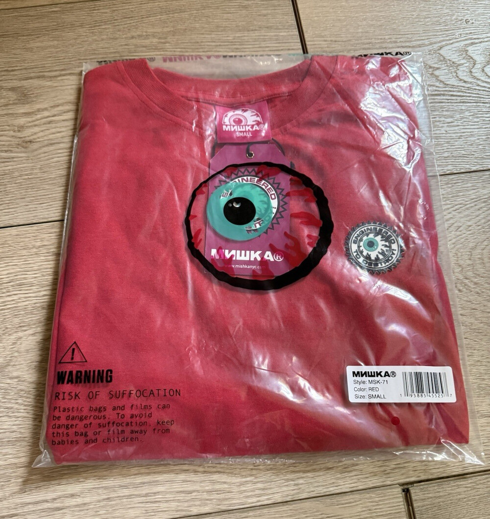 MISHKA MENS GRAPHIC PRINT T-SHIRT RED CREW NECK SIZE S MSK-71